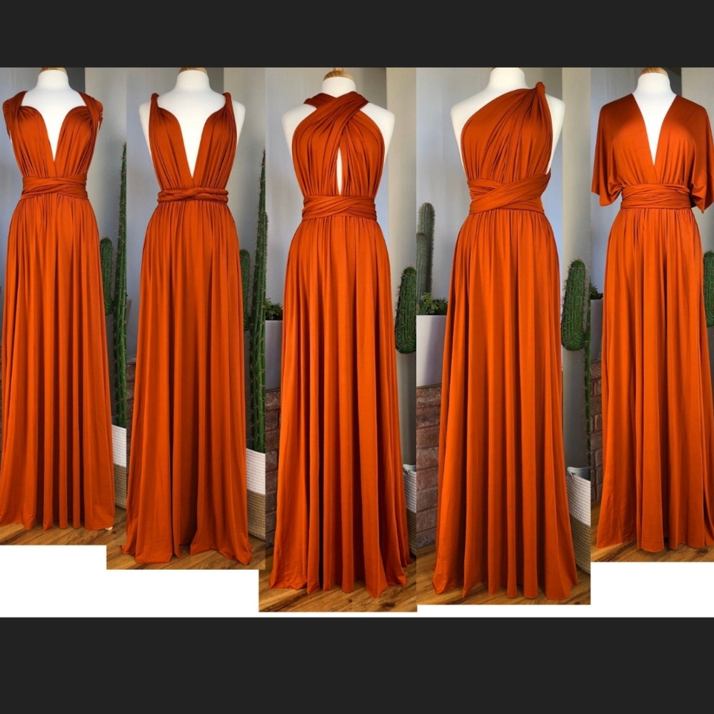 Burnt Orange Rust Infinity Maxi Dress Convertible